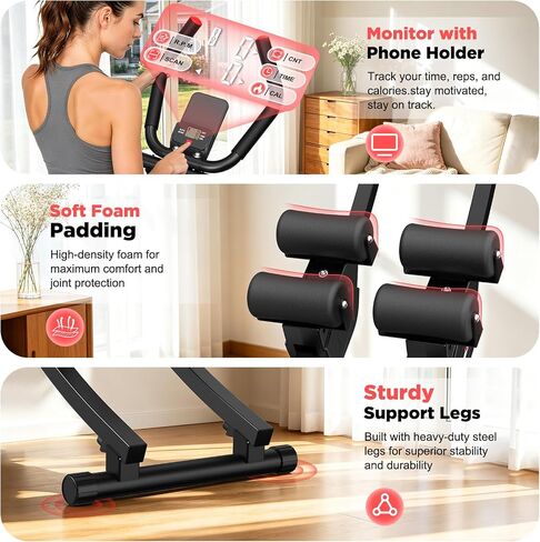RELIFE REBUILD YOUR LIFE Dual Track Ab Machine, Foldable Abdominal Workout Trainer, Independent Ab Workout Equipment for Home Gym, Core Strength Training Gear Max Load 440 LBS in Kuwait