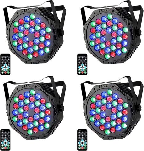 36LED Par Lights DJ Stage Light حبالي RGB مع التحكم في الصوت المنشط لإضاءة المسرح لحفلات الزفاف ونادي عيد الميلاد وجهاز إضاءة المسرح، عبوتان (DJ - ضوء) in Kuwait