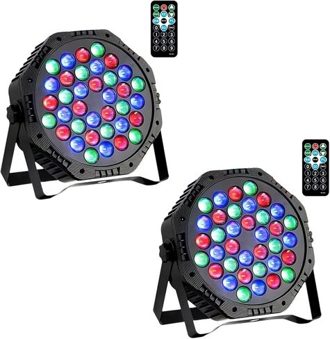 36LED Par Lights DJ Stage Light حبالي RGB مع التحكم في الصوت المنشط لإضاءة المسرح لحفلات الزفاف ونادي عيد الميلاد وجهاز إضاءة المسرح، عبوتان (DJ - ضوء) in Kuwait