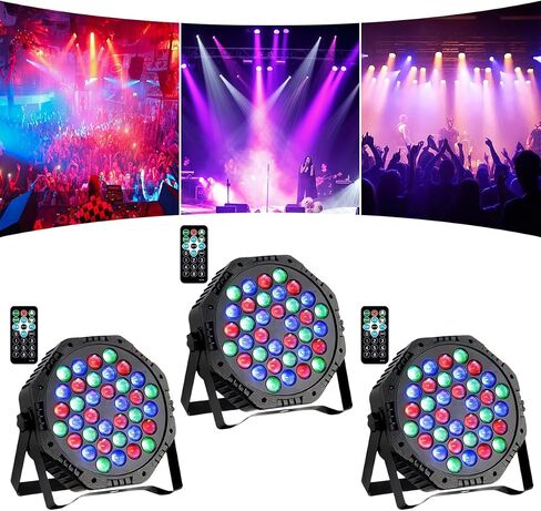 36LED Par Lights DJ Stage Light حبالي RGB مع التحكم في الصوت المنشط لإضاءة المسرح لحفلات الزفاف ونادي عيد الميلاد وجهاز إضاءة المسرح، عبوتان (DJ - ضوء) in Kuwait