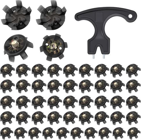 31 PCS Golf Shoe Spikes Replacements Set 30 PCS Golf Spikes Replacement & 1 Black Cleats Spanner Golf Shoe Spike Metal Thread Screw 6 Mm Dia Cleats Spike for Lawn Cricket in Kuwait