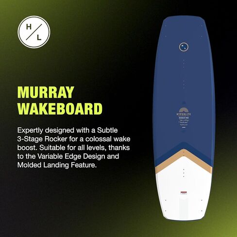 Hyperlite Murray Wakeboard مع أربطة فريق مفتوحة قابلة للتعديل - حزمة لوح إيقاظ 150 سم للراكبين المتوسطين إلى المتقدمين - مقاس الحذاء 10-14 in Kuwait