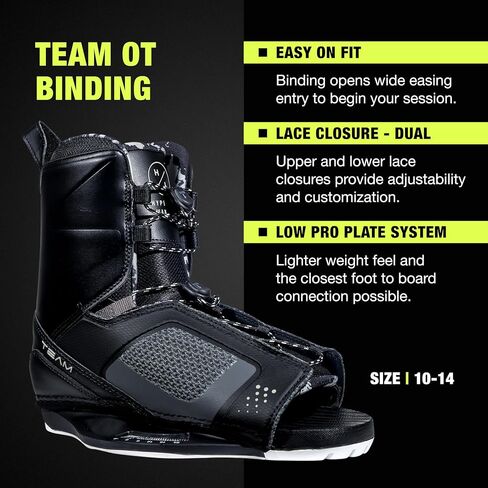 Hyperlite Murray Wakeboard مع أربطة فريق مفتوحة قابلة للتعديل - حزمة لوح إيقاظ 150 سم للراكبين المتوسطين إلى المتقدمين - مقاس الحذاء 10-14 in Kuwait