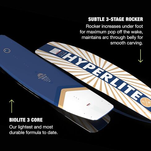 Hyperlite Murray Wakeboard مع أربطة فريق مفتوحة قابلة للتعديل - حزمة لوح إيقاظ 150 سم للراكبين المتوسطين إلى المتقدمين - مقاس الحذاء 10-14 in Kuwait