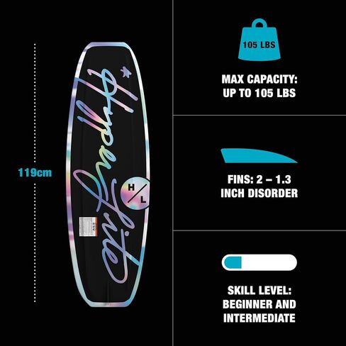 حزمة لوح التزلج للأطفال Hyperlite Divine Jr مع روابط Jinx - لوح إيقاظ مستمر بطول 119 سم للراكبين المبتدئين والمتوسطين in Kuwait