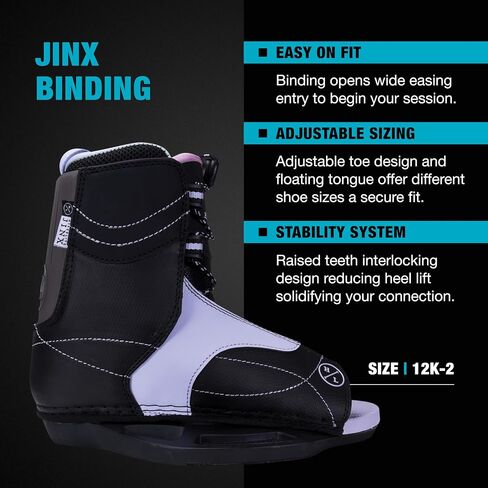 حزمة لوح التزلج للأطفال Hyperlite Divine Jr مع روابط Jinx - لوح إيقاظ مستمر بطول 119 سم للراكبين المبتدئين والمتوسطين in Kuwait