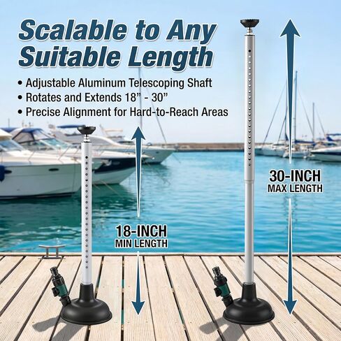 Dreyoo Adjustable Inboard Engine Flusher with Telescoping Shaft, Universal Inboard Engine Motor Flusher with Valve, PVC Marine Grade Round Cup Muff(Quick Connect Male,Black) in Kuwait
