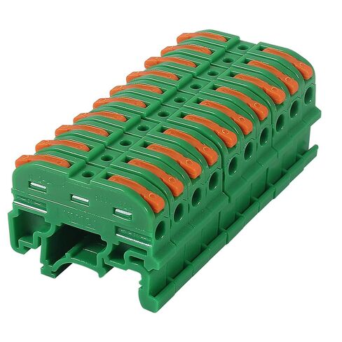 10pcs DIN Rail Terminal Blocks, Compact Wire Conductor Wiring Connectors for 24-12 AWG (Green) in Kuwait