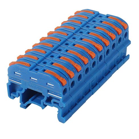 10pcs DIN Rail Terminal Blocks, Compact Wire Conductor Wiring Connectors for 24-12 AWG (Blue) in Kuwait