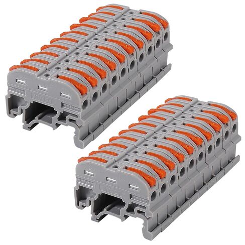 20pcs DIN Rail Terminal Blocks, Compact Wire Conductor Wiring Connectors for 24-12 AWG (Grey) in Kuwait