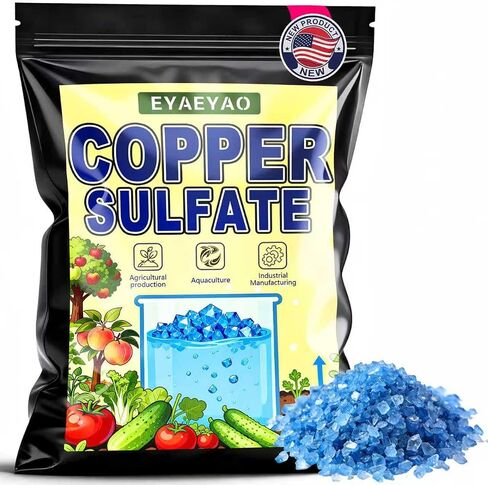 Copper Sulfate Crystals - Blue Vitriol for Pond Maintenance & Plant Care, Industrial Grade Crystalline Formula (8 oz) in Kuwait