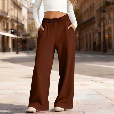 الفتيات واسعة الساق Sweatpants الصوف مرونة الخصر رياضي عداء ببطء في سن المراهقة عرق السراويل الاطفال عارضة فضفاضة تناسب السراويل 5-16Y in Kuwait
