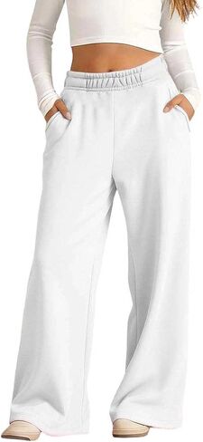 الفتيات واسعة الساق Sweatpants الصوف مرونة الخصر رياضي عداء ببطء في سن المراهقة عرق السراويل الاطفال عارضة فضفاضة تناسب السراويل 5-16Y in Kuwait