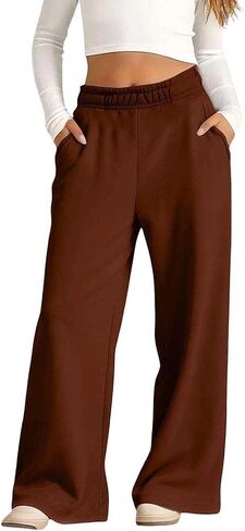 الفتيات واسعة الساق Sweatpants الصوف مرونة الخصر رياضي عداء ببطء في سن المراهقة عرق السراويل الاطفال عارضة فضفاضة تناسب السراويل 5-16Y in Kuwait