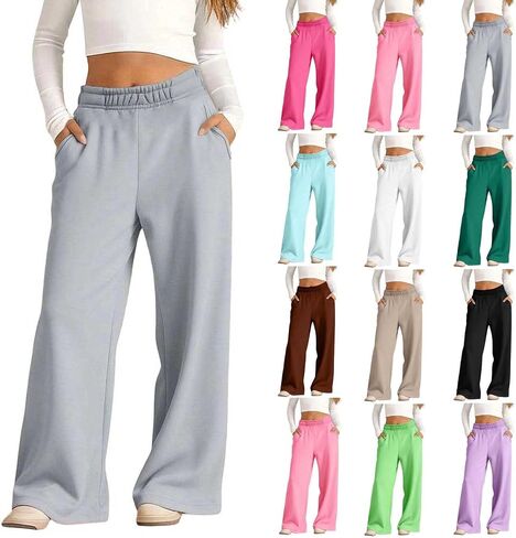 الفتيات واسعة الساق Sweatpants الصوف مرونة الخصر رياضي عداء ببطء في سن المراهقة عرق السراويل الاطفال عارضة فضفاضة تناسب السراويل 5-16Y in Kuwait