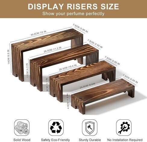 2 Set Wooden Tiered Risers Display Stands for Vendor Events,Stackable Wood Cupcake Display Stand,Farmhouse Decor Wood Dessert Table Display Set,Vendor Booth Display Items,Food Display Risers for Party in Kuwait