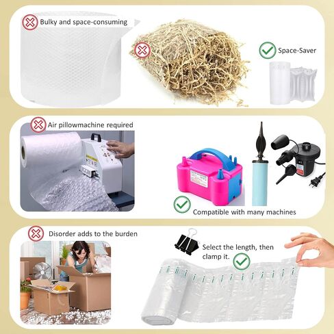 Packing Air pillows for Shipping With Pump 500 Count, 3.54"x7.87" Packaging Air Bags Box Filler, Purse Stuffing to Keep Shape, Business Packing Materials for Moving, Alternative to Packing Peanuts in Kuwait