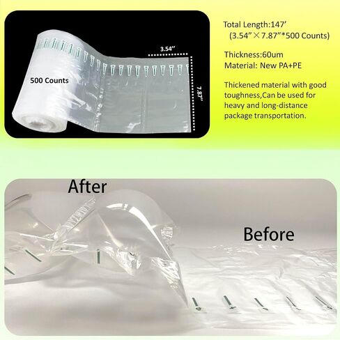 Packing Air pillows for Shipping With Pump 500 Count, 3.54"x7.87" Packaging Air Bags Box Filler, Purse Stuffing to Keep Shape, Business Packing Materials for Moving, Alternative to Packing Peanuts in Kuwait