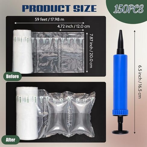Avxdbr Air Pillows for Shipping 150 Count 4.72" X 7.87" Inflatable Air Bags with Pump Inflatable Shipping Supplies for Packaging Moving Box Filler Purse Shaper Alternative to Packing Peanuts in Kuwait