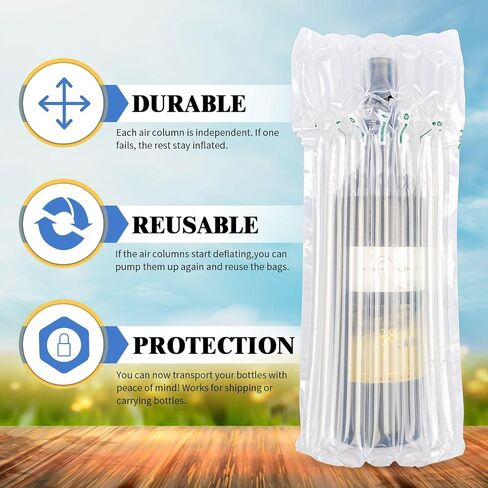 Wine Bottle Protector Travel Bags, 100 Pack Inflatable Air Column Packaging Bubble Cushion Wrap for Suitcase Luggage Airplane, Safety Shipping in Kuwait