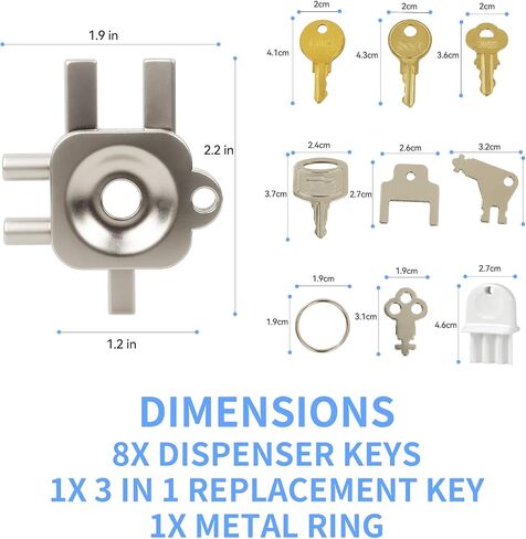 12-in-1 Dispenser Key Set - for Most Popular Paper Towel, Toilet Paper & Soap Dispensers,Universal Dispenser Keys Replacement，9pcs in Kuwait