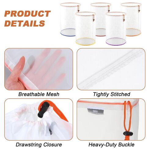 5 Pcs 5 Gallon Reusable Mesh Filter Bags with 2 Pcs Pressing Screens, Nylon Filter Bags 25/73/120/160/220 Micrometer Suitable for Hydroponics Vegetables, Tea Gardening and Industrial Applications in Kuwait