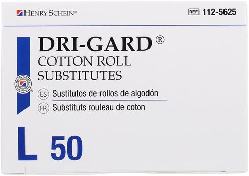Henry Schein Dri-Gard Cotton Roll Substitute – Large, White, Absorbent Dental Roll – 50 per Box, 30 Boxes per Case – Non-Linting, Moisture Control for Dental Procedures in Kuwait