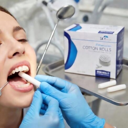 لفات قطنية للأسنان عدد 2000 | ناعمة وعالية الامتصاص وخالية من الوبر | لإجراءات طب الأسنان ونزيف الأنف والتحكم في اللعاب والاستخدام متعدد الأغراض in Kuwait