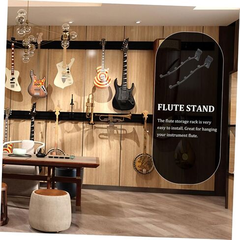 Vaguelly 2pcs Flute Hanger Rack Sturdy Groove Wall Mount Holder Space-Saving Design for Woodwind Instruments for Display and Storage of Flutes in Kuwait