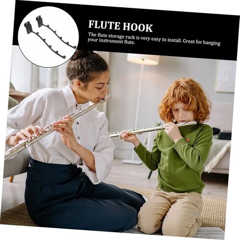Vaguelly 2pcs Flute Hanger Rack Sturdy Groove Wall Mount Holder Space-Saving Design for Woodwind Instruments for Display and Storage of Flutes in Kuwait