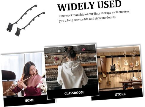 Vaguelly 2pcs Flute Hanger Rack Sturdy Groove Wall Mount Holder Space-Saving Design for Woodwind Instruments for Display and Storage of Flutes in Kuwait