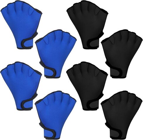 Eurzom 4 Pairs Swimming Gloves Water Aerobics Webbed Aquatic Fitness Training Swim Gloves for Men Women Water Resistance Training Mittens Poll Exercise Swimming Diving Mittens with Wrist Strap in Kuwait