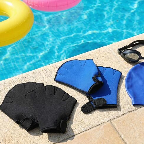 Eurzom 4 Pairs Swimming Gloves Water Aerobics Webbed Aquatic Fitness Training Swim Gloves for Men Women Water Resistance Training Mittens Poll Exercise Swimming Diving Mittens with Wrist Strap in Kuwait