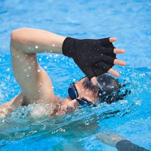 Eurzom 4 Pairs Swimming Gloves Water Aerobics Webbed Aquatic Fitness Training Swim Gloves for Men Women Water Resistance Training Mittens Poll Exercise Swimming Diving Mittens with Wrist Strap in Kuwait