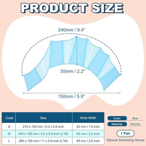 Silicone Swimming Gloves, Webbed Gloves for Swimming Half-Finger Frog Type Water Resistance Gear Swim Fins in Kuwait