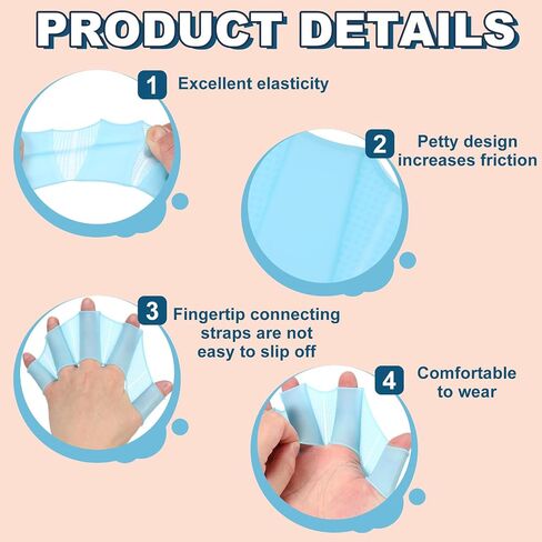 Silicone Swimming Gloves, Webbed Gloves for Swimming Half-Finger Frog Type Water Resistance Gear Swim Fins in Kuwait
