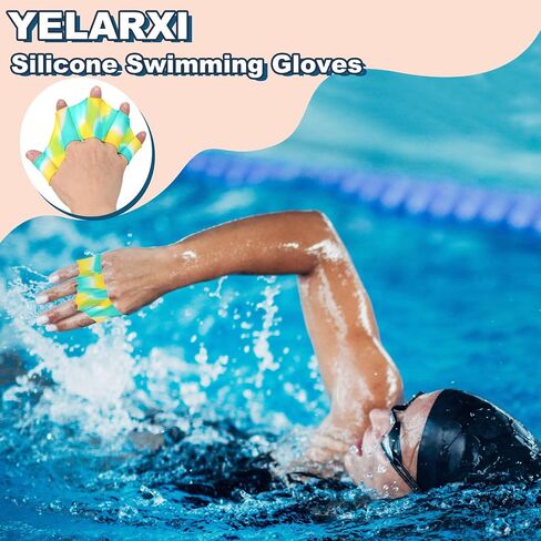 Silicone Swimming Gloves, Webbed Gloves for Swimming Half-Finger Frog Type Water Resistance Gear Swim Fins in Kuwait