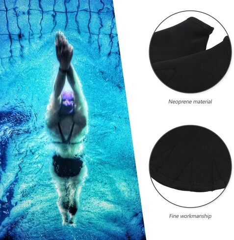 SEWACC Sports Aqua Gloves Webbed Paddle Flow Swimming Resistance Gloves for Water Aerobics Aquatic Fitness and Swim Training (Black) in Kuwait
