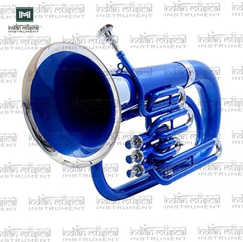 Euphonium 3 Valve Bb Pitch Brass Musical Instrument with Carry Case, Mouthpiece, Suitable for Beginners & Professionals (Blue Nickel) in Kuwait