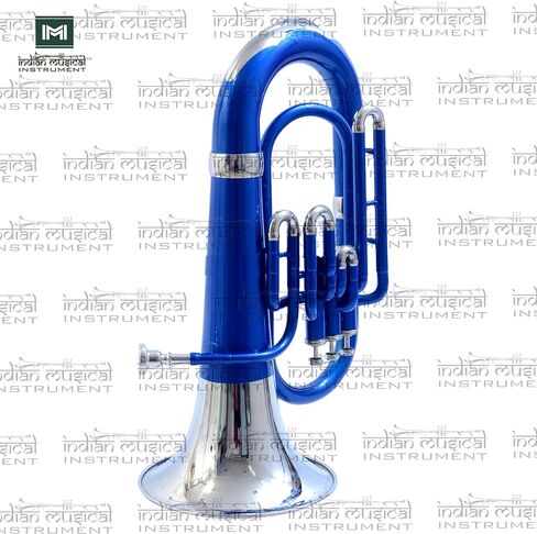 Euphonium 3 Valve Bb Pitch Brass Musical Instrument with Carry Case, Mouthpiece, Suitable for Beginners & Professionals (Blue Nickel) in Kuwait