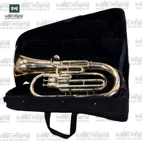 Euphonium 3 Valve Bb Pitch Brass Musical Instrument with Carry Case, Mouthpiece, Suitable for Beginners & Professionals (Gold) in Kuwait