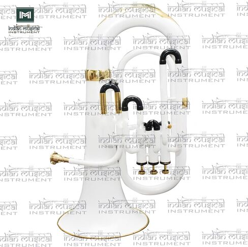 Euphonium 3 Valve Bb Pitch Brass Musical Instrument with Carry Case, Mouthpiece, Suitable for Beginners & Professionals (White) in Kuwait