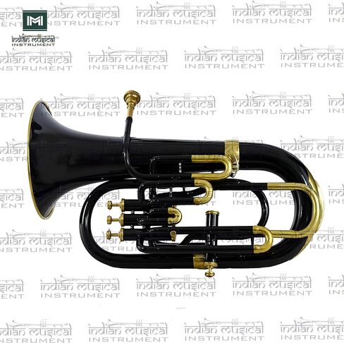 Euphonium 4 Valve Bb Pitch Brass Musical Instrument with Carry Case, Mouthpiece, Suitable for Beginners & Professionals (Black) in Kuwait