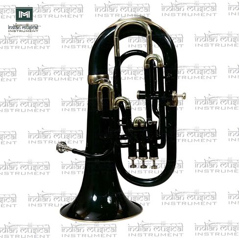 Euphonium 4 Valve Bb Pitch Brass Musical Instrument with Carry Case, Mouthpiece, Suitable for Beginners & Professionals (Black) in Kuwait