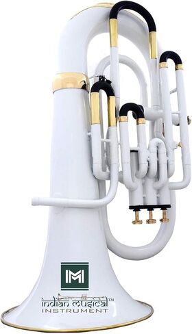 Euphonium 4 Valve Bb Pitch Brass Musical Instrument with Carry Case, Mouthpiece, Suitable for Beginners & Professionals (White) in Kuwait