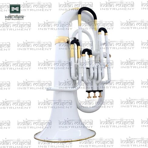 Euphonium 4 Valve Bb Pitch Brass Musical Instrument with Carry Case, Mouthpiece, Suitable for Beginners & Professionals (White) in Kuwait