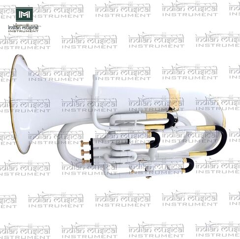 Euphonium 4 Valve Bb Pitch Brass Musical Instrument with Carry Case, Mouthpiece, Suitable for Beginners & Professionals (White) in Kuwait