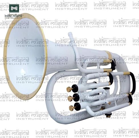 Euphonium 4 Valve Bb Pitch Brass Musical Instrument with Carry Case, Mouthpiece, Suitable for Beginners & Professionals (White) in Kuwait