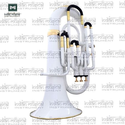Euphonium 4 Valve Bb Pitch Brass Musical Instrument with Carry Case, Mouthpiece, Suitable for Beginners & Professionals (White) in Kuwait