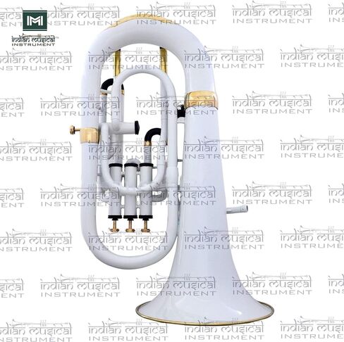 Euphonium 4 Valve Bb Pitch Brass Musical Instrument with Carry Case, Mouthpiece, Suitable for Beginners & Professionals (White) in Kuwait